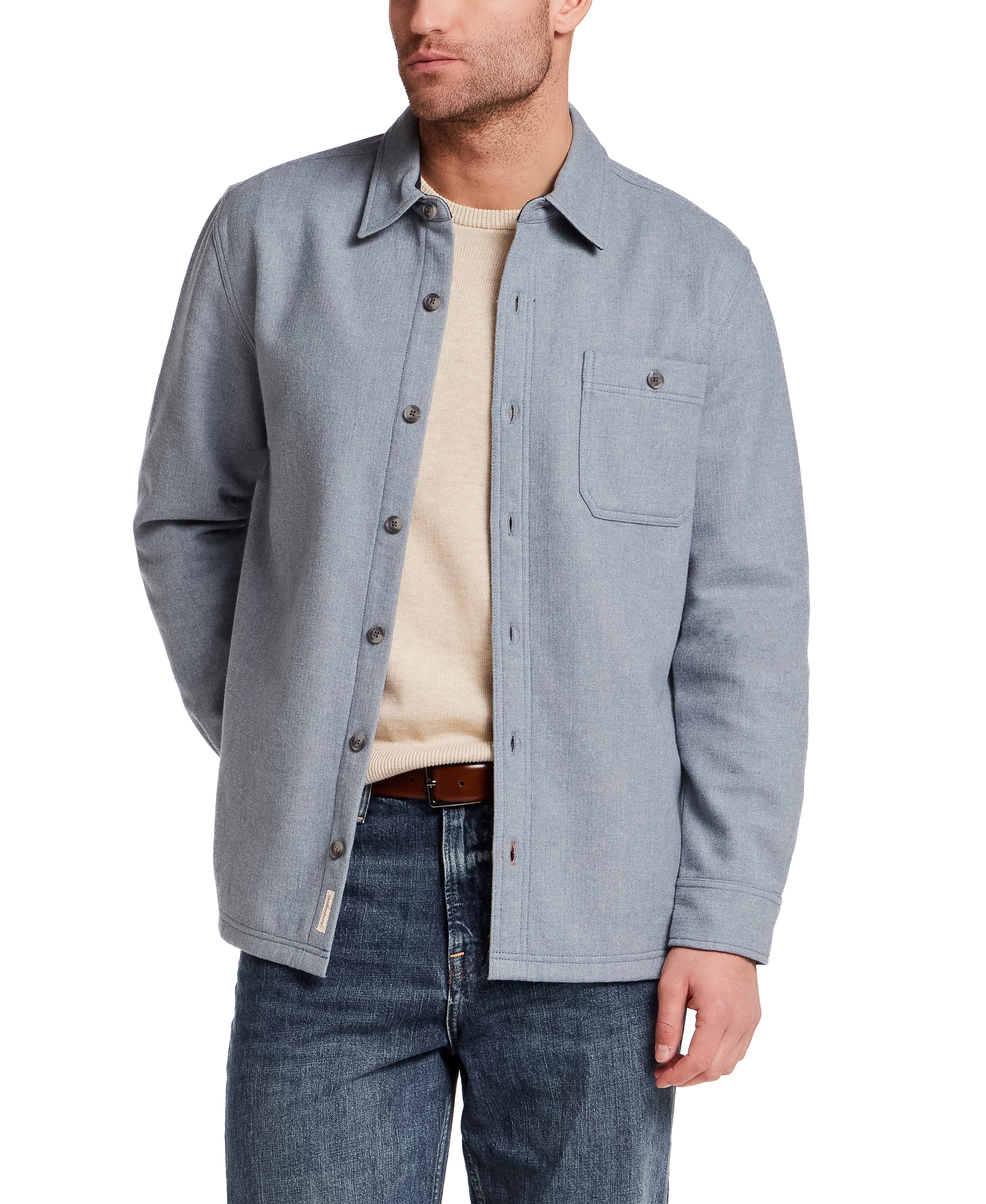 Herringbone Bonded Fleece Shirt Jacket in Bering Sea