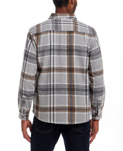 Wool Blend Plaid Shirt Jacket in Castor Grey