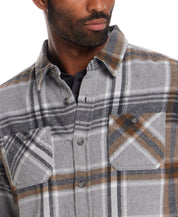 Wool Blend Plaid Shirt Jacket in Castor Grey