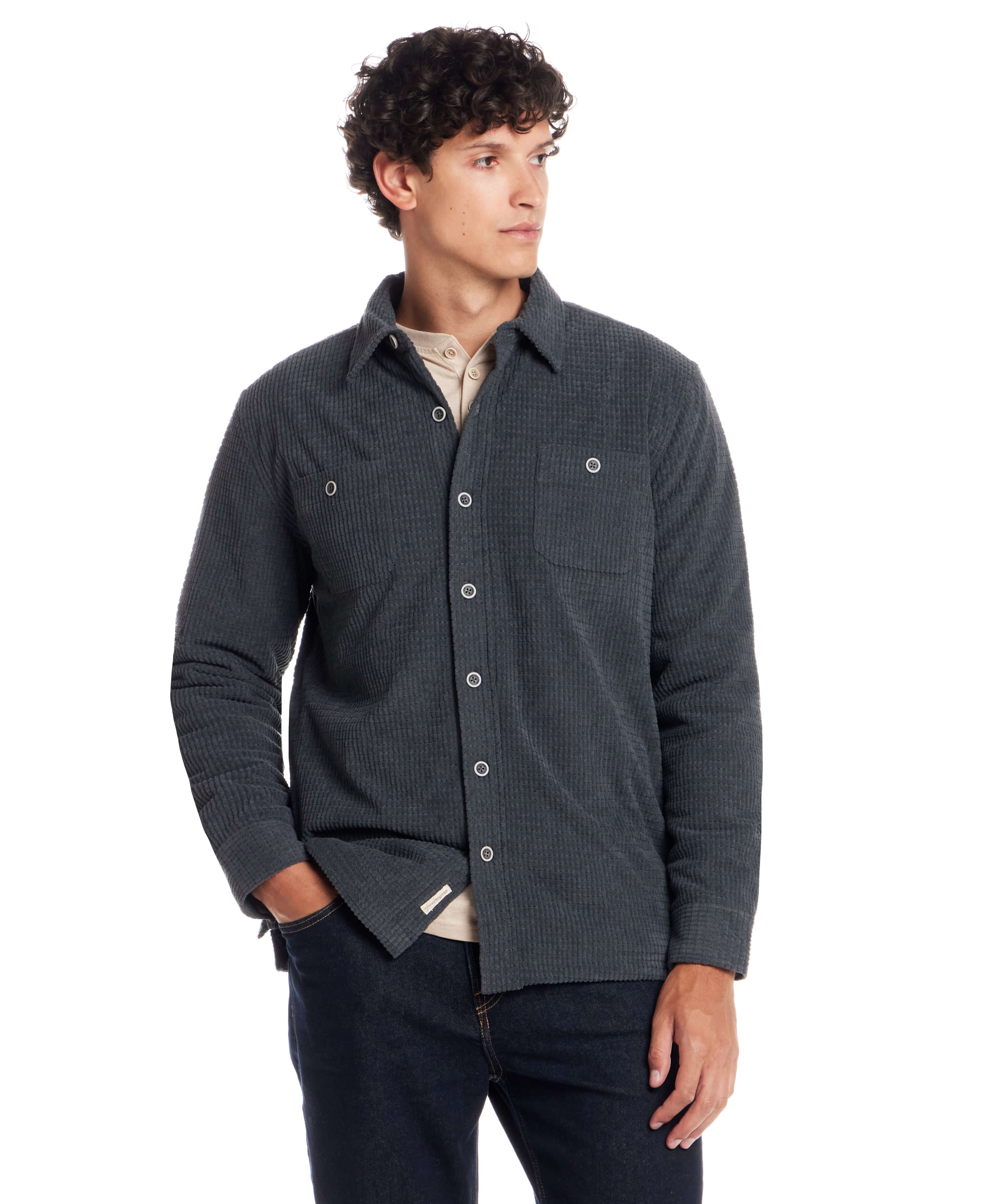 Sherpa Grid Shirt Jacket in Slate | Weatherproof® Vintage