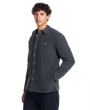Sherpa Lined Grid Shirt Jacket in Slate