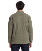 Sherpa Lined Grid Shirt Jacket in Washed Olive