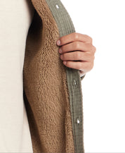 Sherpa Lined Grid Shirt Jacket in Washed Olive