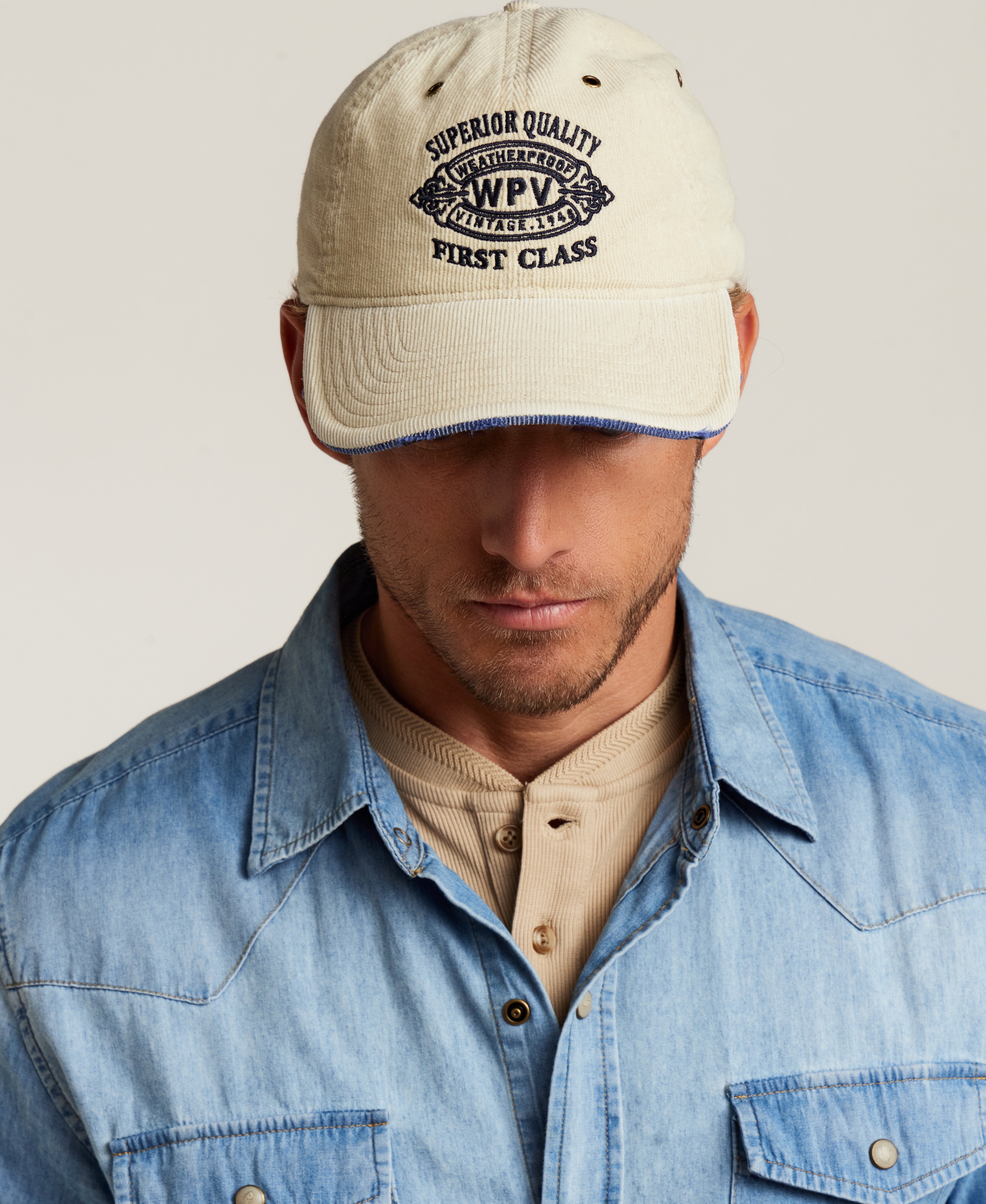 Varsity Corduroy Cap in Stone