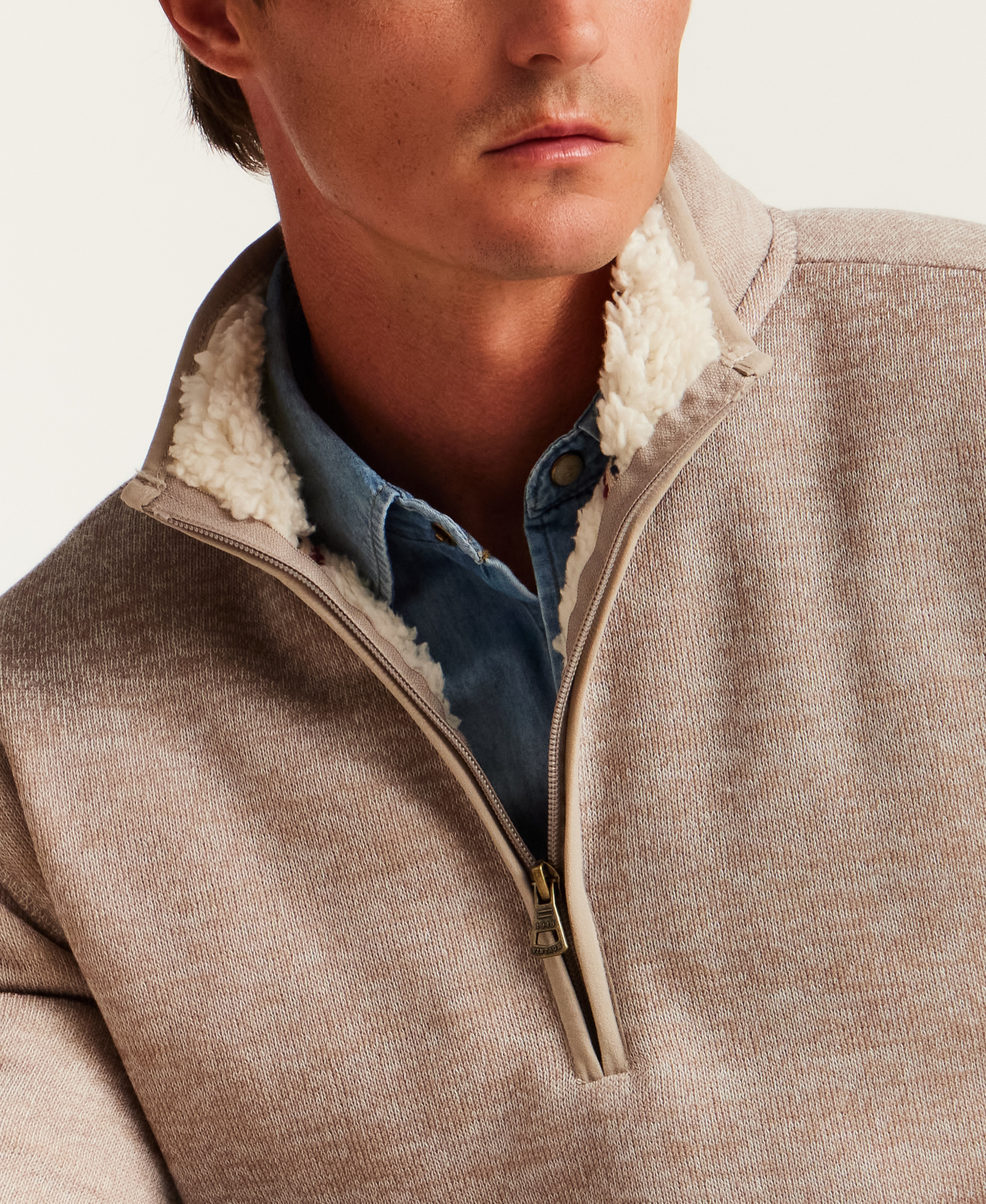 Sweaterfleece Pullover With Sherpa in Cream