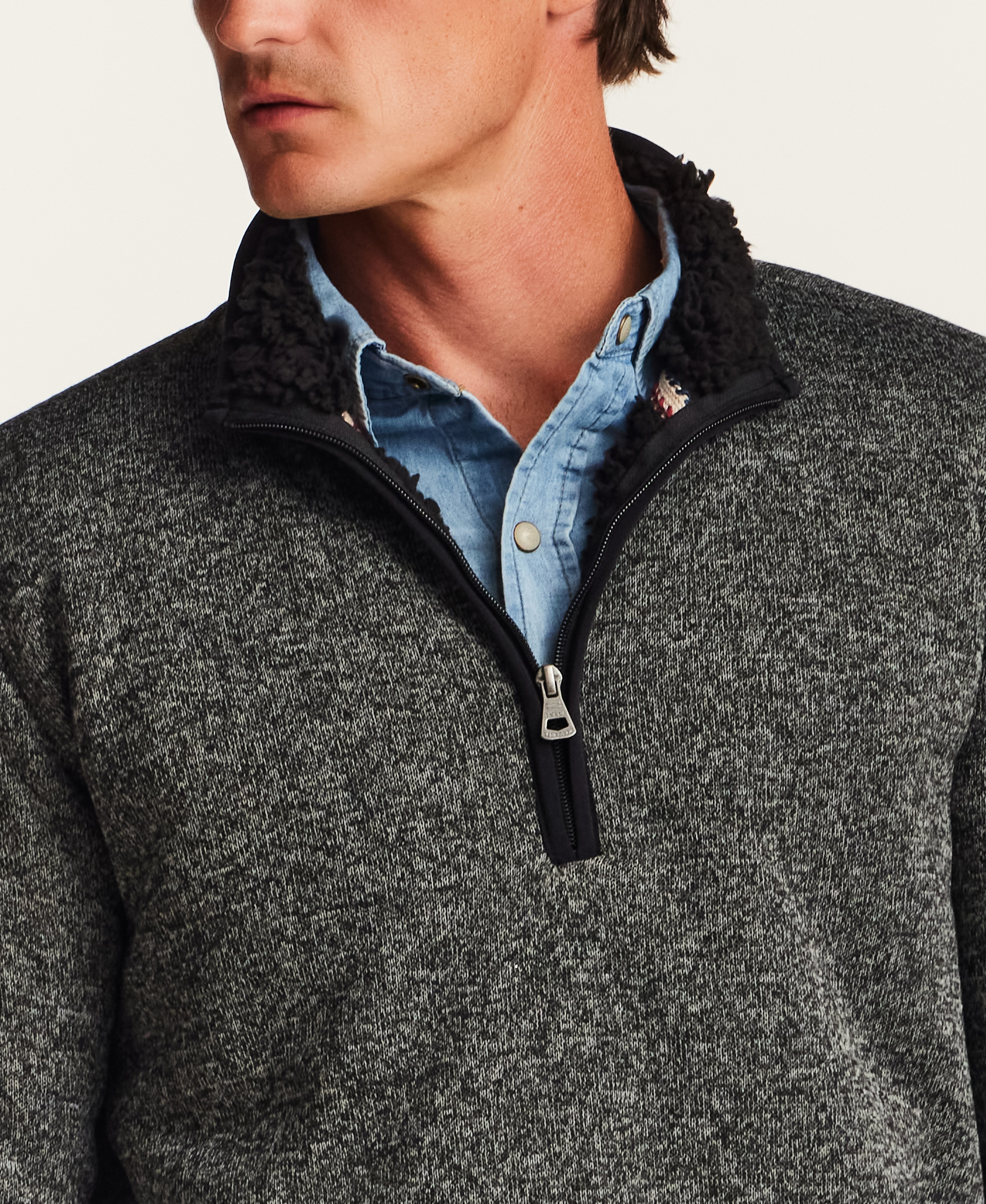 Sweaterfleece Pullover With Sherpa in Meteorite