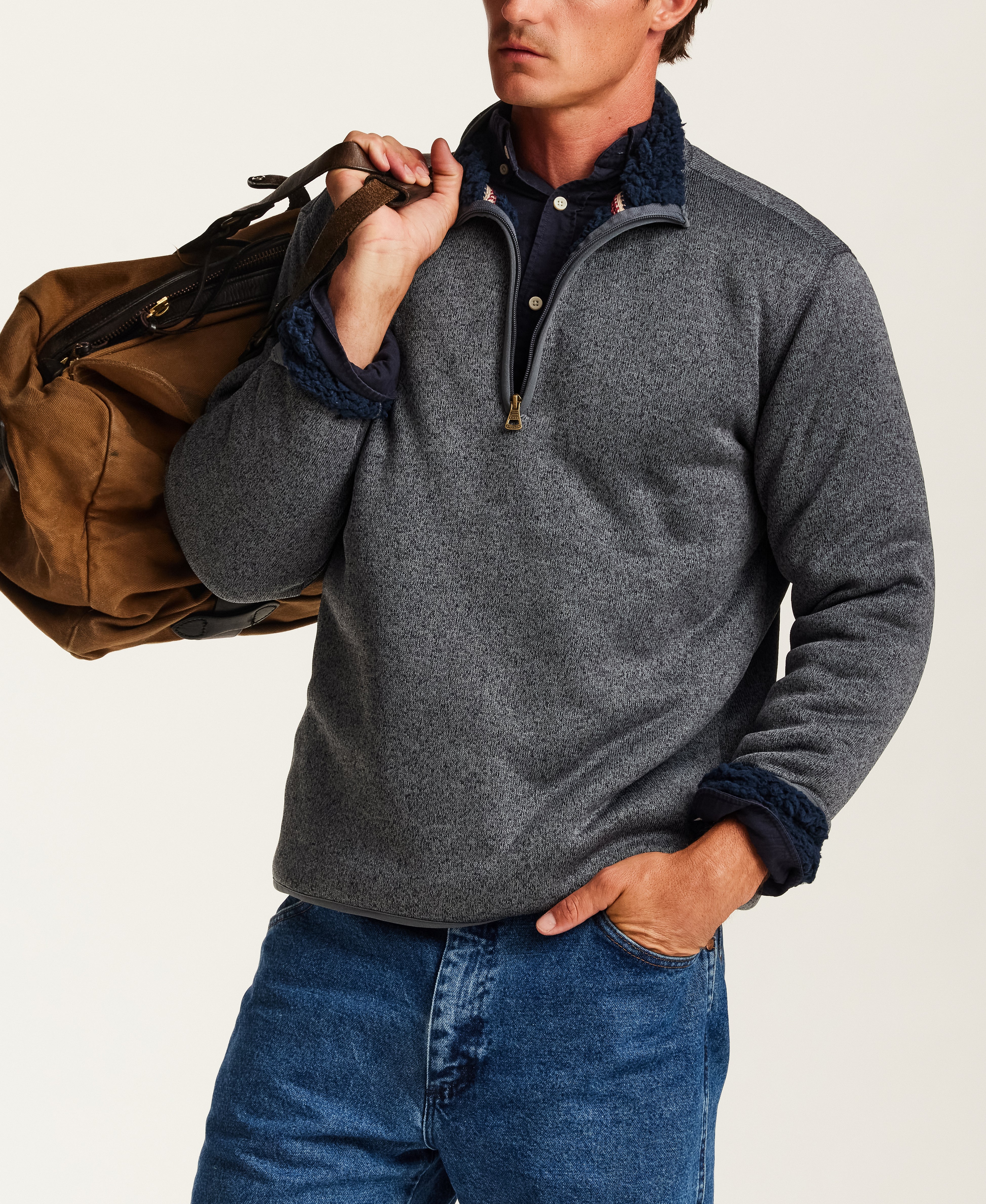Sweaterfleece Pullover With Sherpa in Seaborne