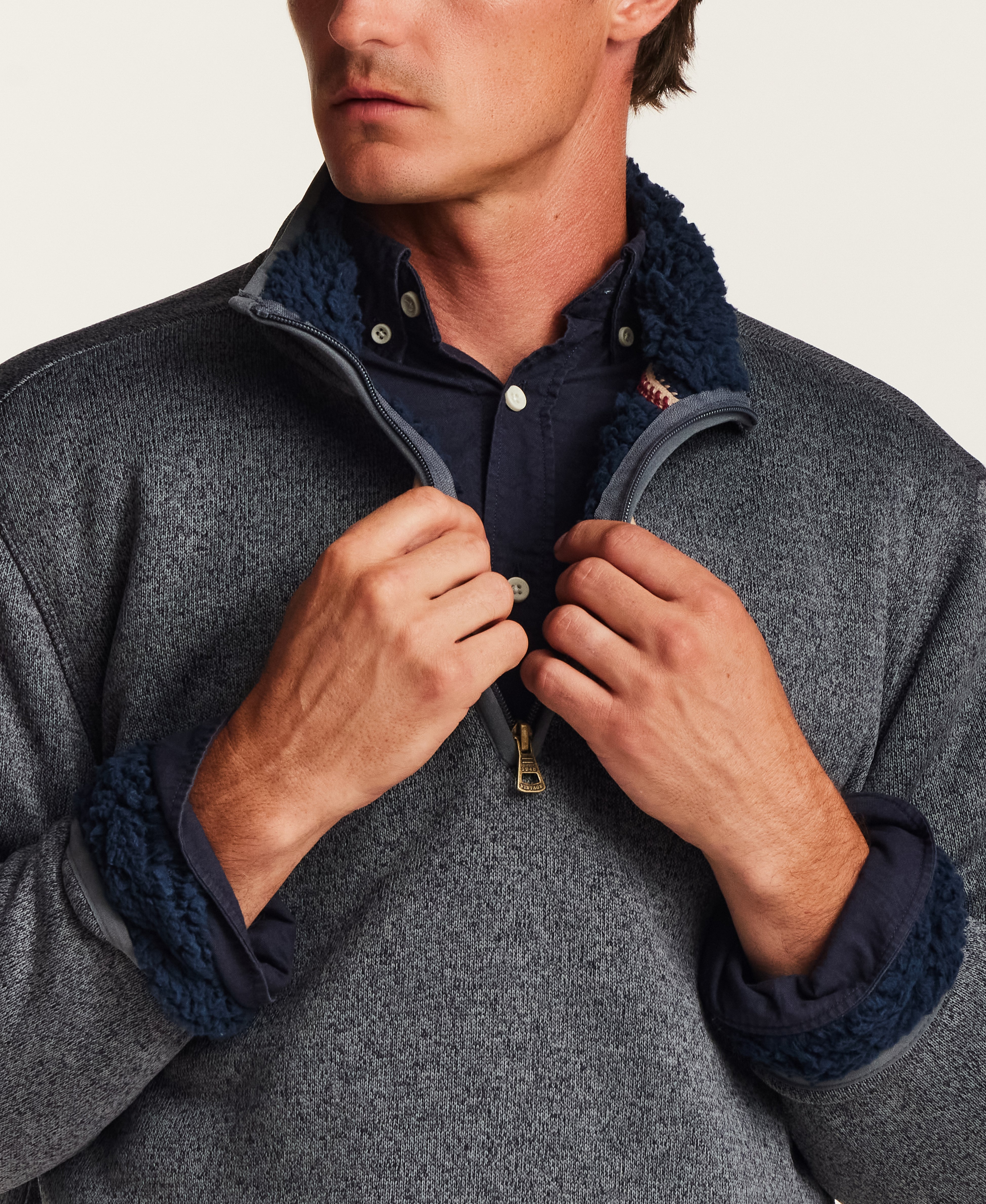 Sweaterfleece Pullover With Sherpa in Seaborne