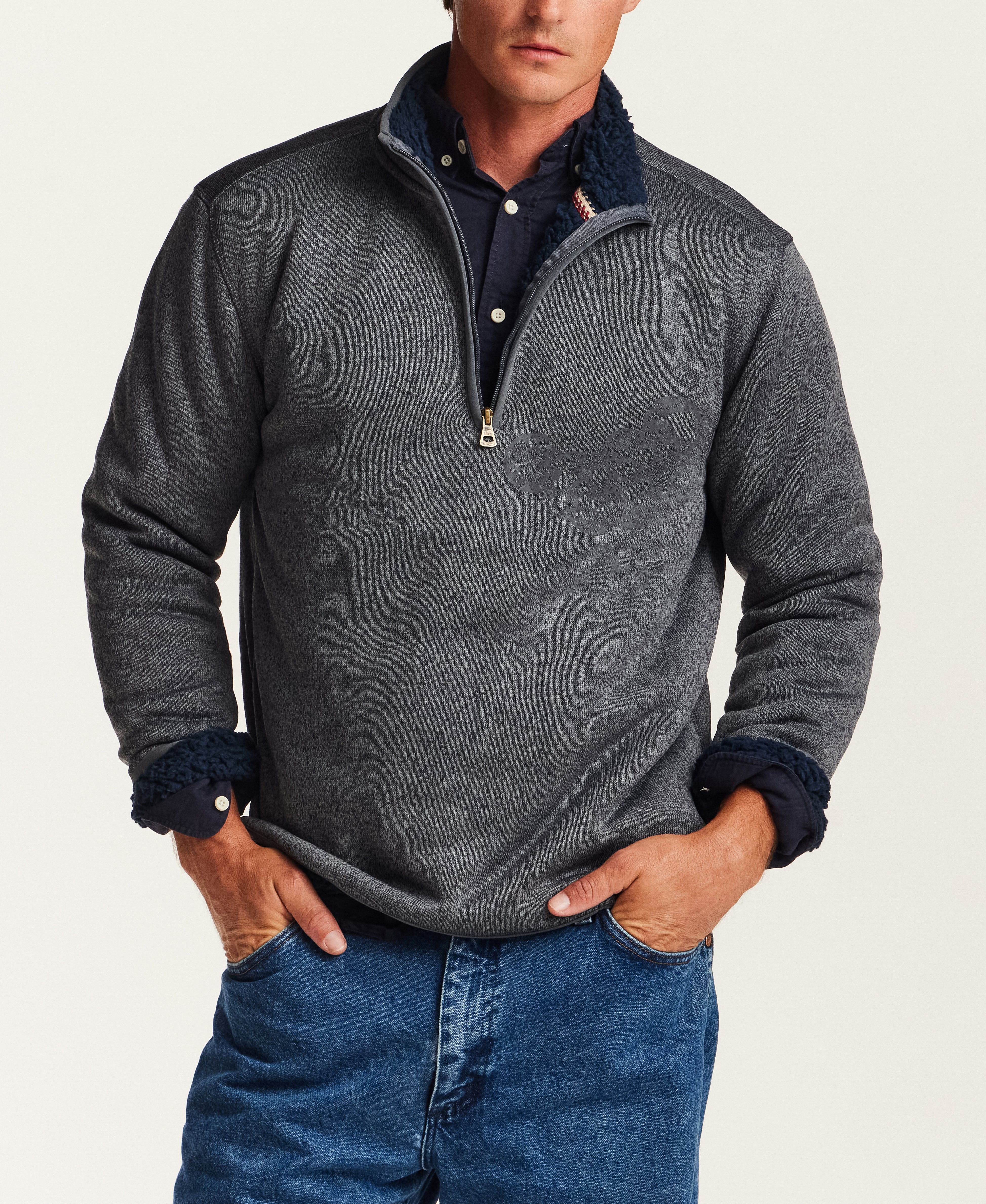 Sweaterfleece Pullover With Sherpa in Seaborne