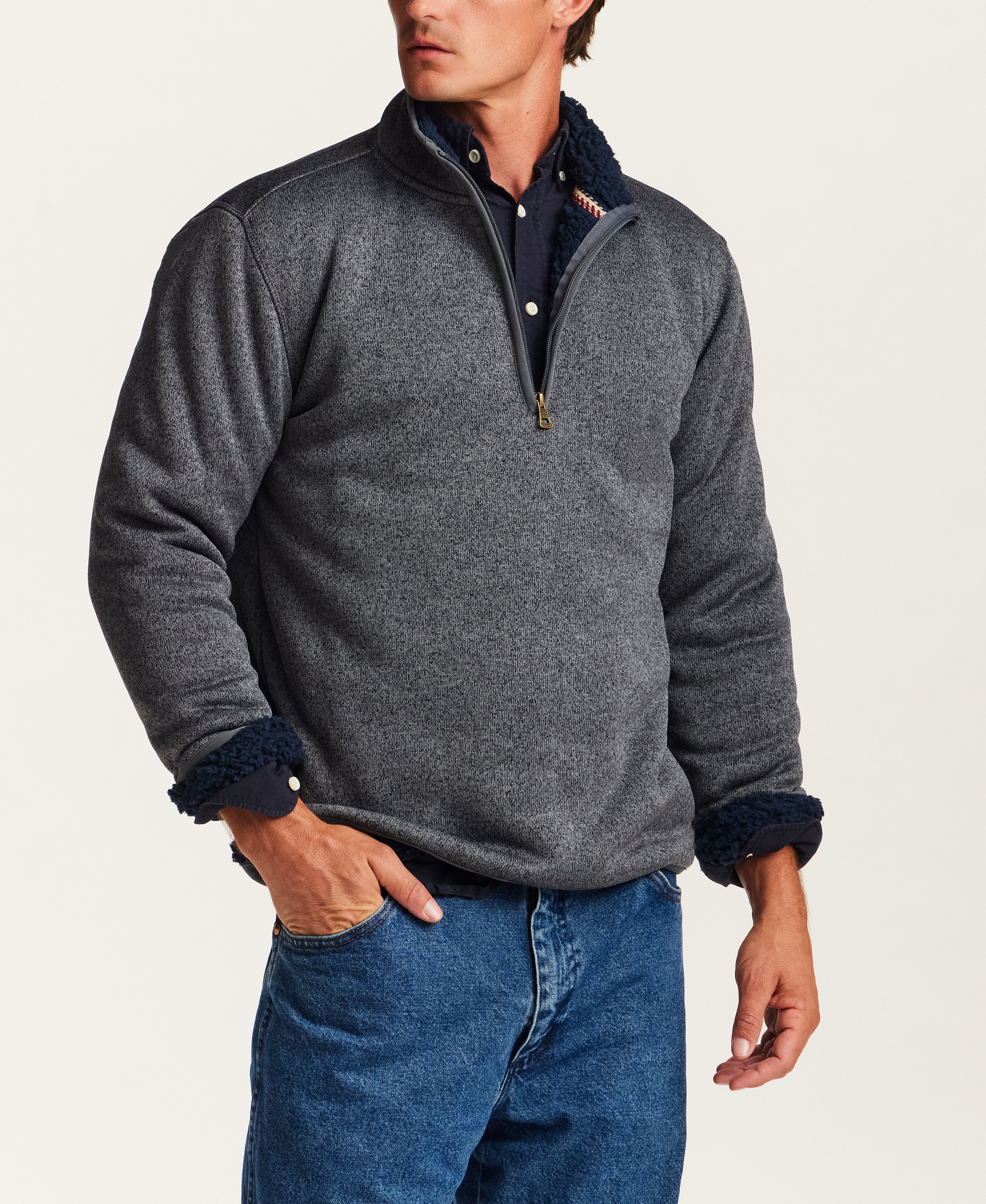Sweaterfleece Pullover With Sherpa in Seaborne