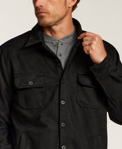 Sueded Shirt Jacket in Black