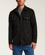 Sueded Shirt Jacket in Black