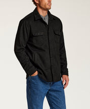 Sueded Shirt Jacket in Black