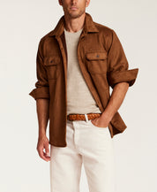 Sueded Shirt Jacket in Light Brown