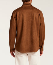 Sueded Shirt Jacket in Light Brown