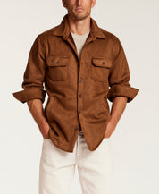 Sueded Shirt Jacket in Light Brown