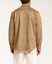 Sueded Shirt Jacket in Tan