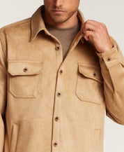 Sueded Shirt Jacket in Tan