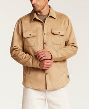 Sueded Shirt Jacket in Tan