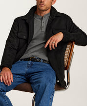 Sueded Shirt Jacket in Black