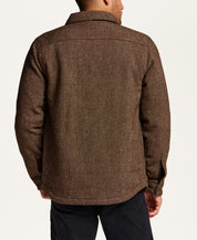 Snap Front Birdseye Shirt Jacket in Brown