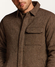 Snap Front Birdseye Shirt Jacket in Brown