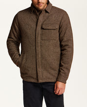 Snap Front Birdseye Shirt Jacket in Brown