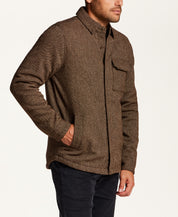 Snap Front Birdseye Shirt Jacket in Brown