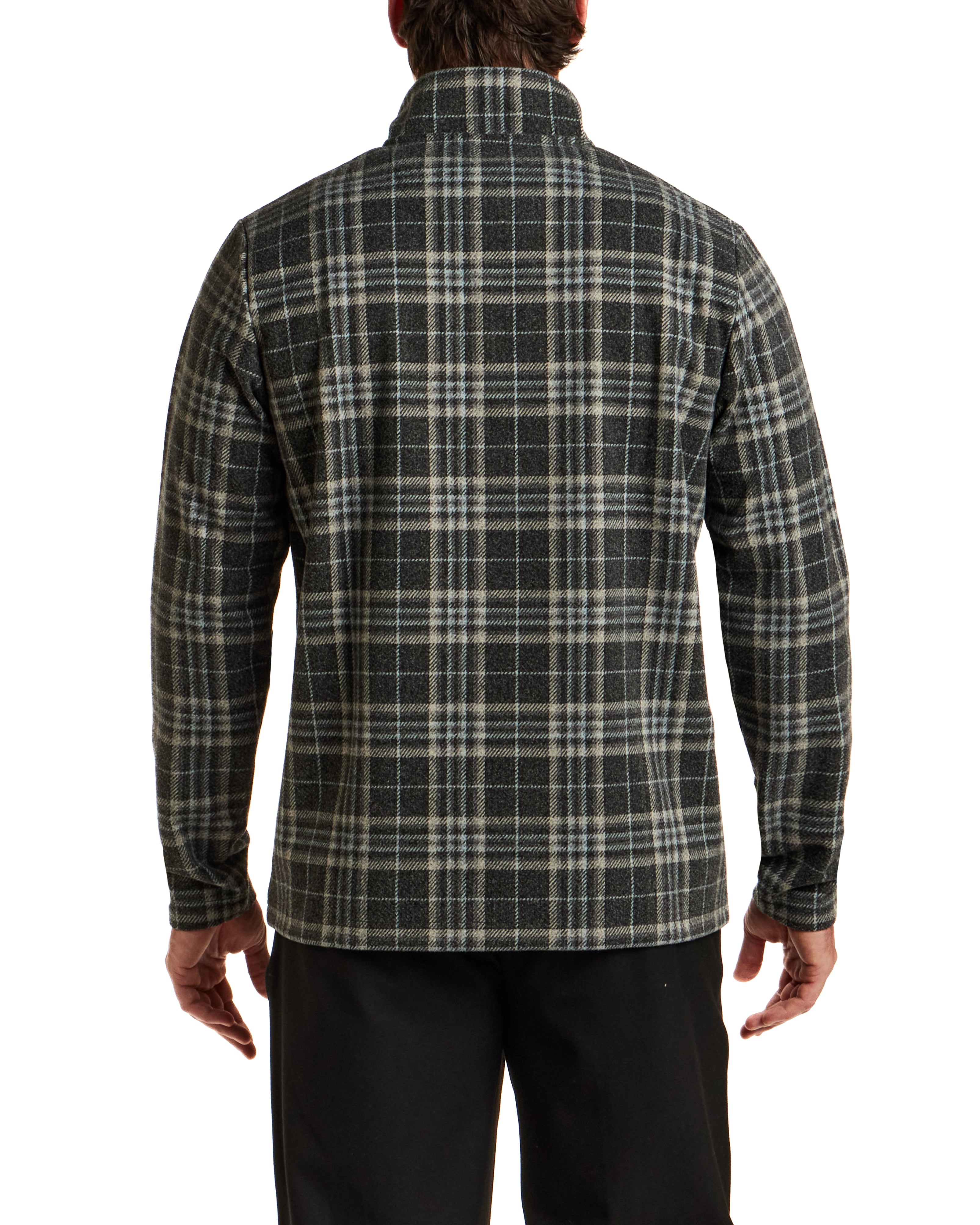 Plaid Quarter-Zip Pullover in Grey
