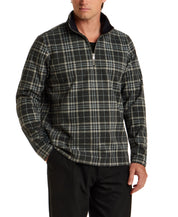 Plaid Quarter-Zip Pullover in Grey
