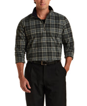 Plaid Quarter-Zip Pullover in Grey