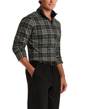 Plaid Quarter-Zip Pullover in Grey