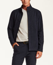 Pinstripe Coatfront Jacket in Blue