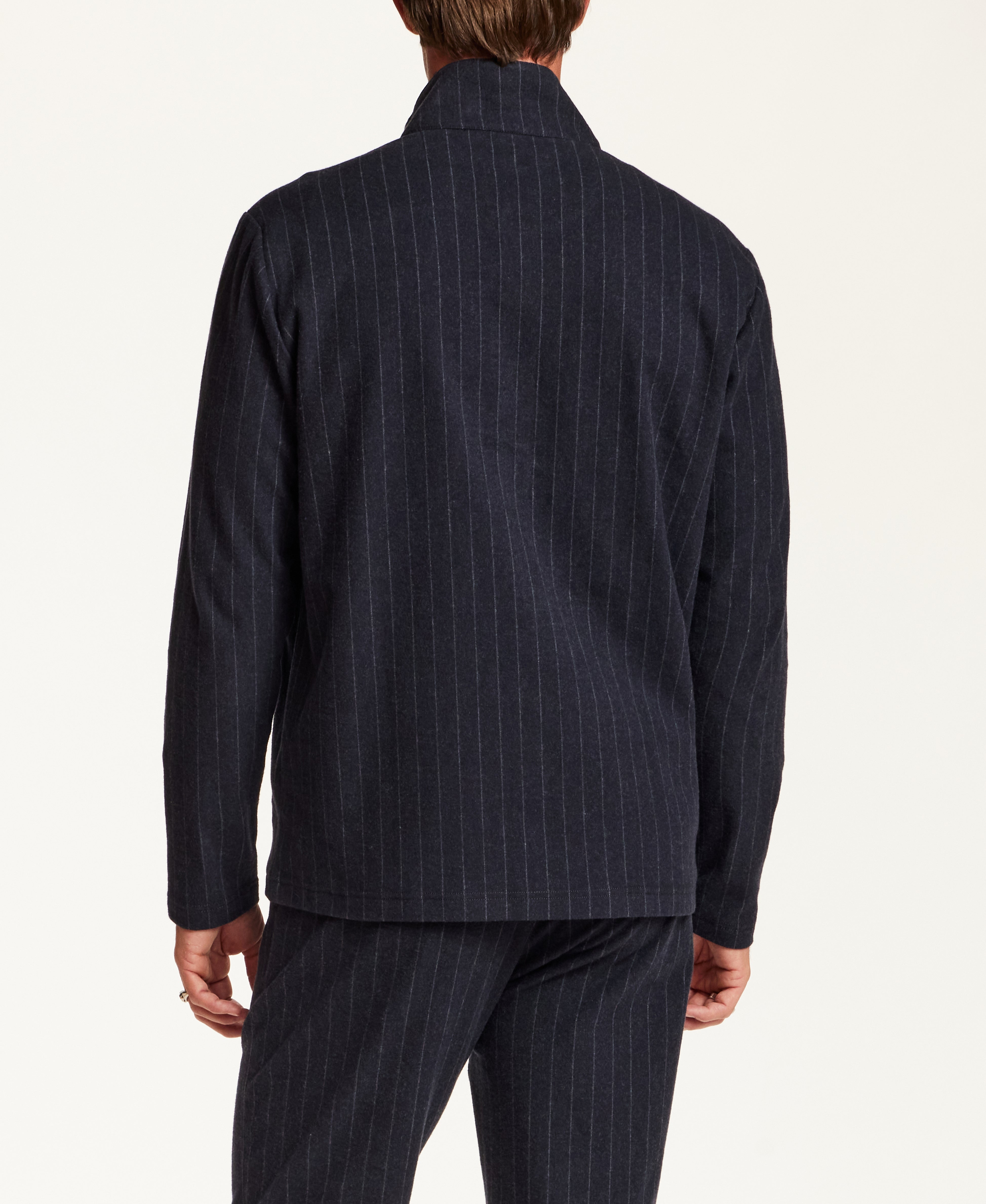 Pinstripe Coatfront Jacket in Blue