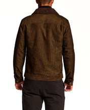 Sherpa-Lined Corduroy Trucker Jacket in Brown