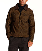 Sherpa-Lined Corduroy Trucker Jacket in Brown