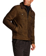 Sherpa-Lined Corduroy Trucker Jacket in Brown