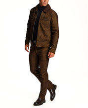 Corduroy Straight-Leg Pants in Brown