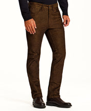 Corduroy Straight-Leg Pants in Brown