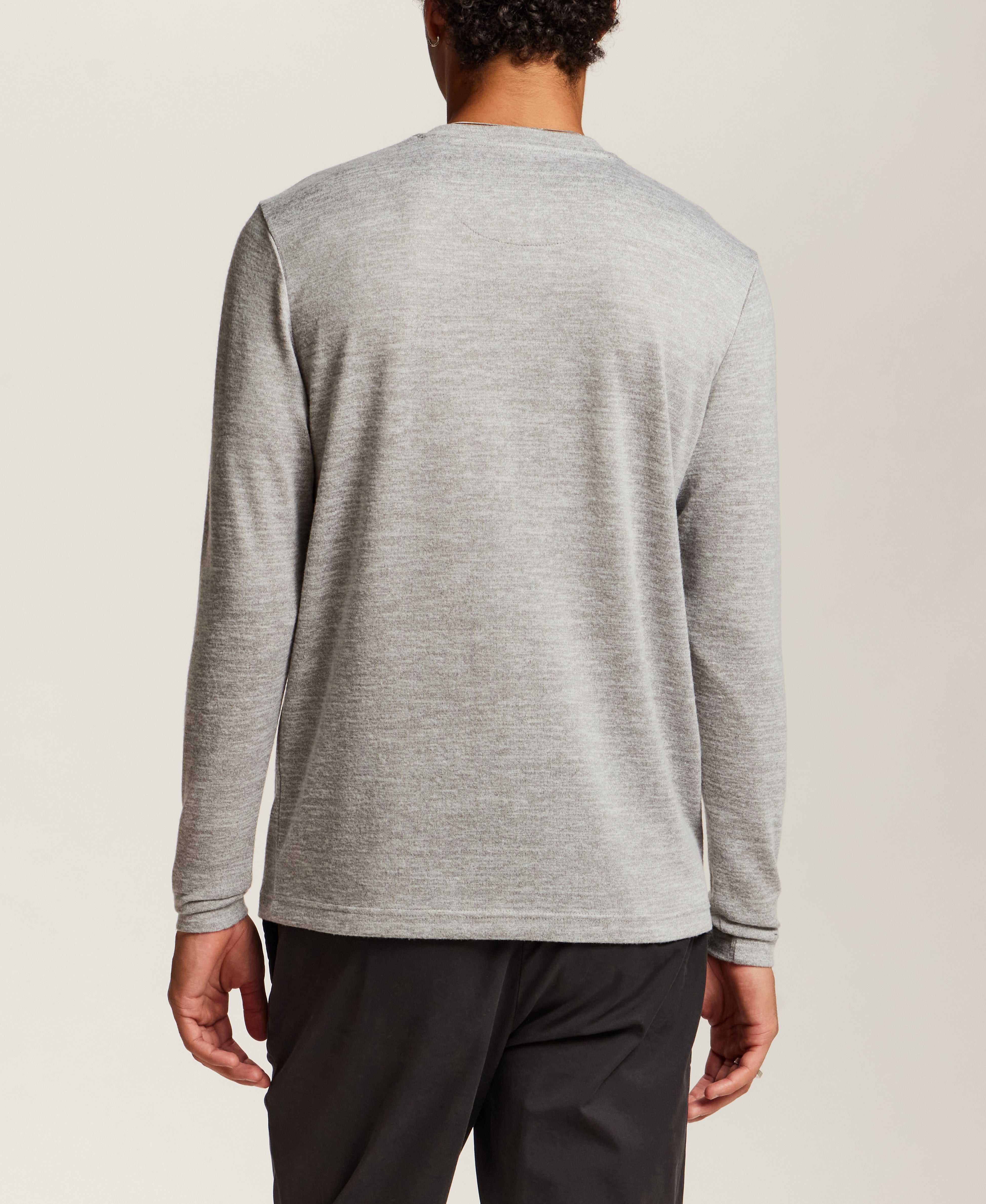 Long Sleeve Mixy Henley in Grey