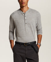 Long Sleeve Mixy Henley in Grey
