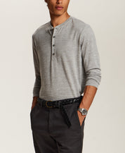 Long Sleeve Mixy Henley in Grey