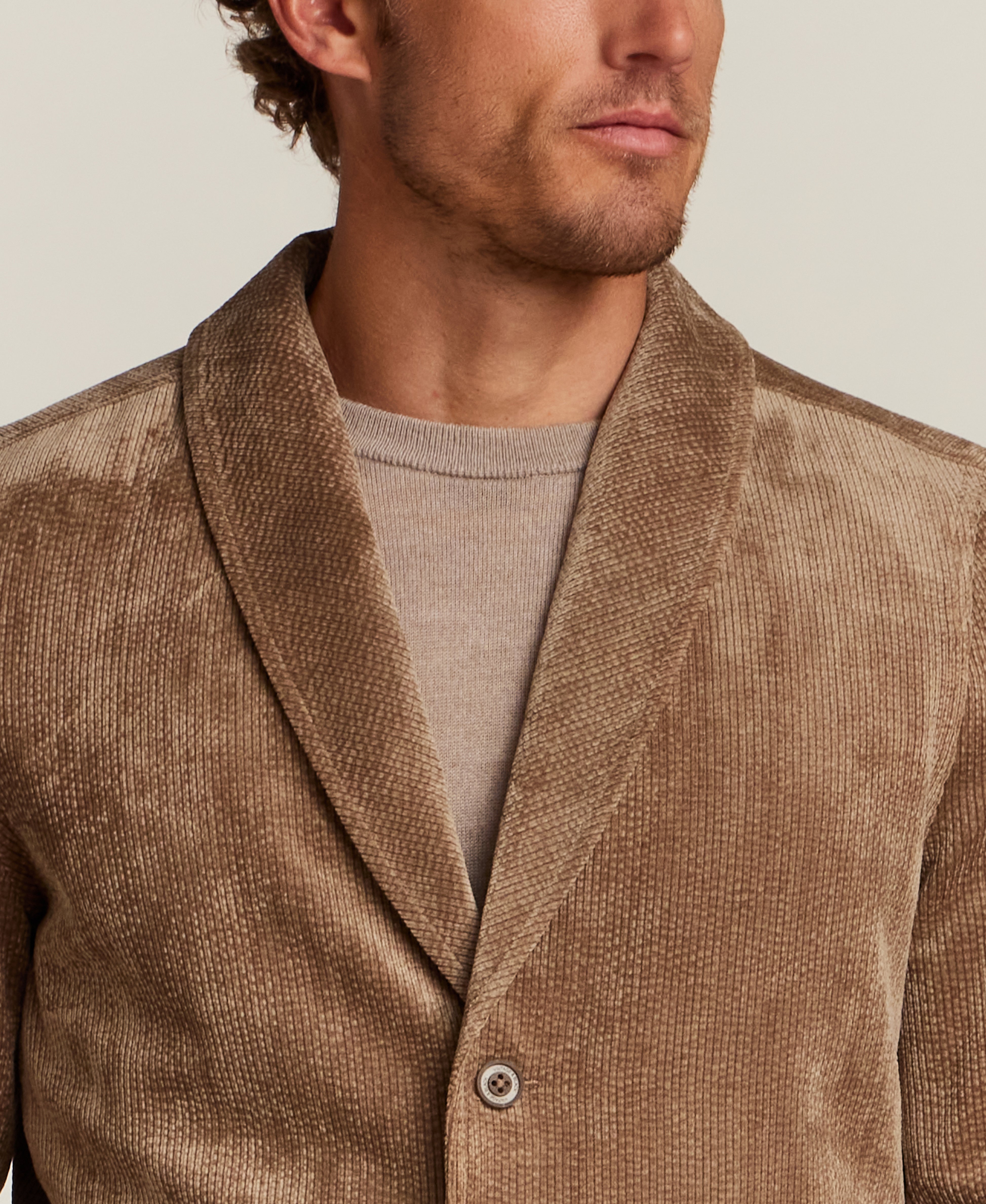 Relaxed Cord Shawl Collar Blazer in Mountain Trail