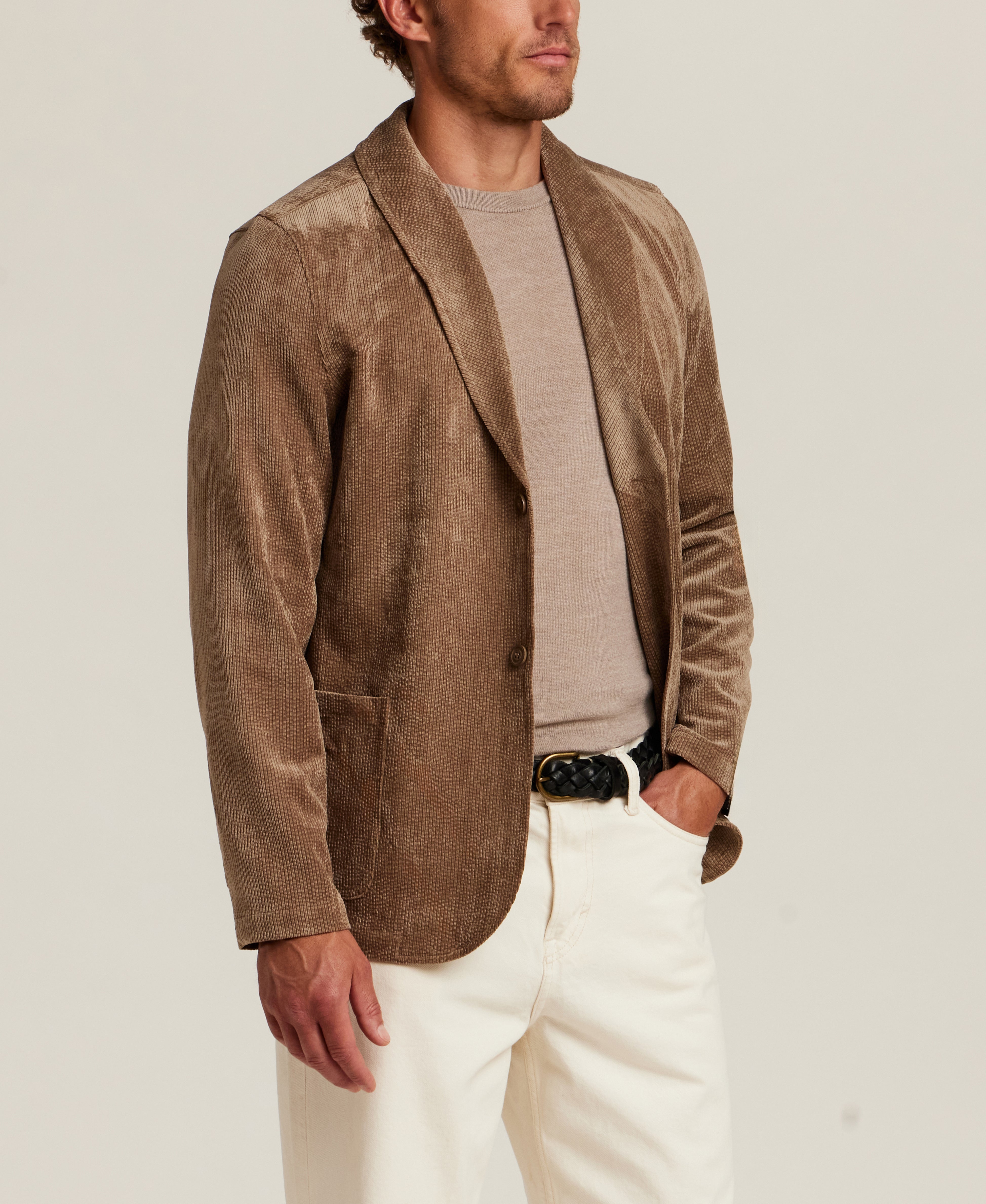 Relaxed Cord Shawl Collar Blazer in Mountain Trail