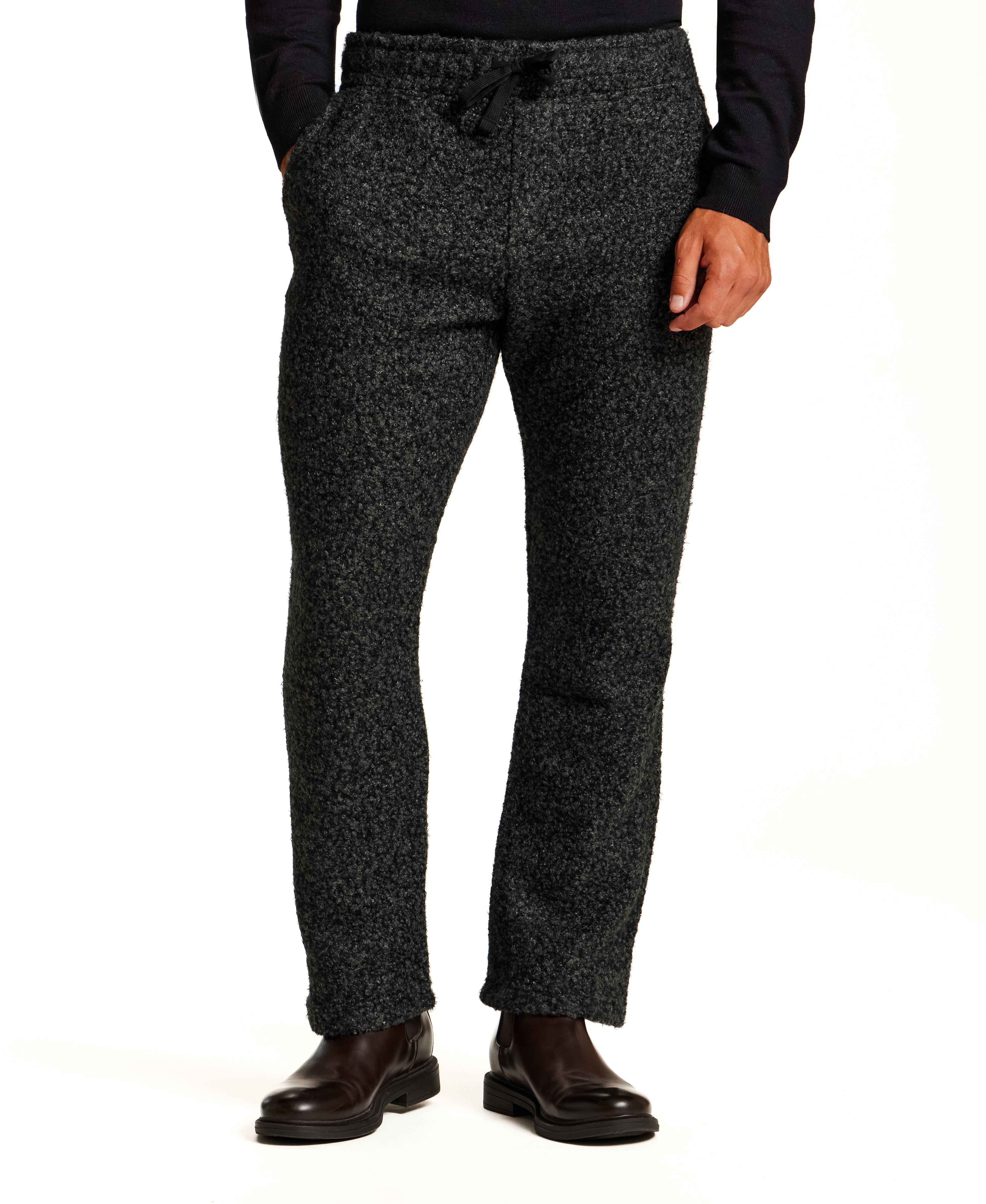 High Pile Bouclé Jogger Pant in Black Grey