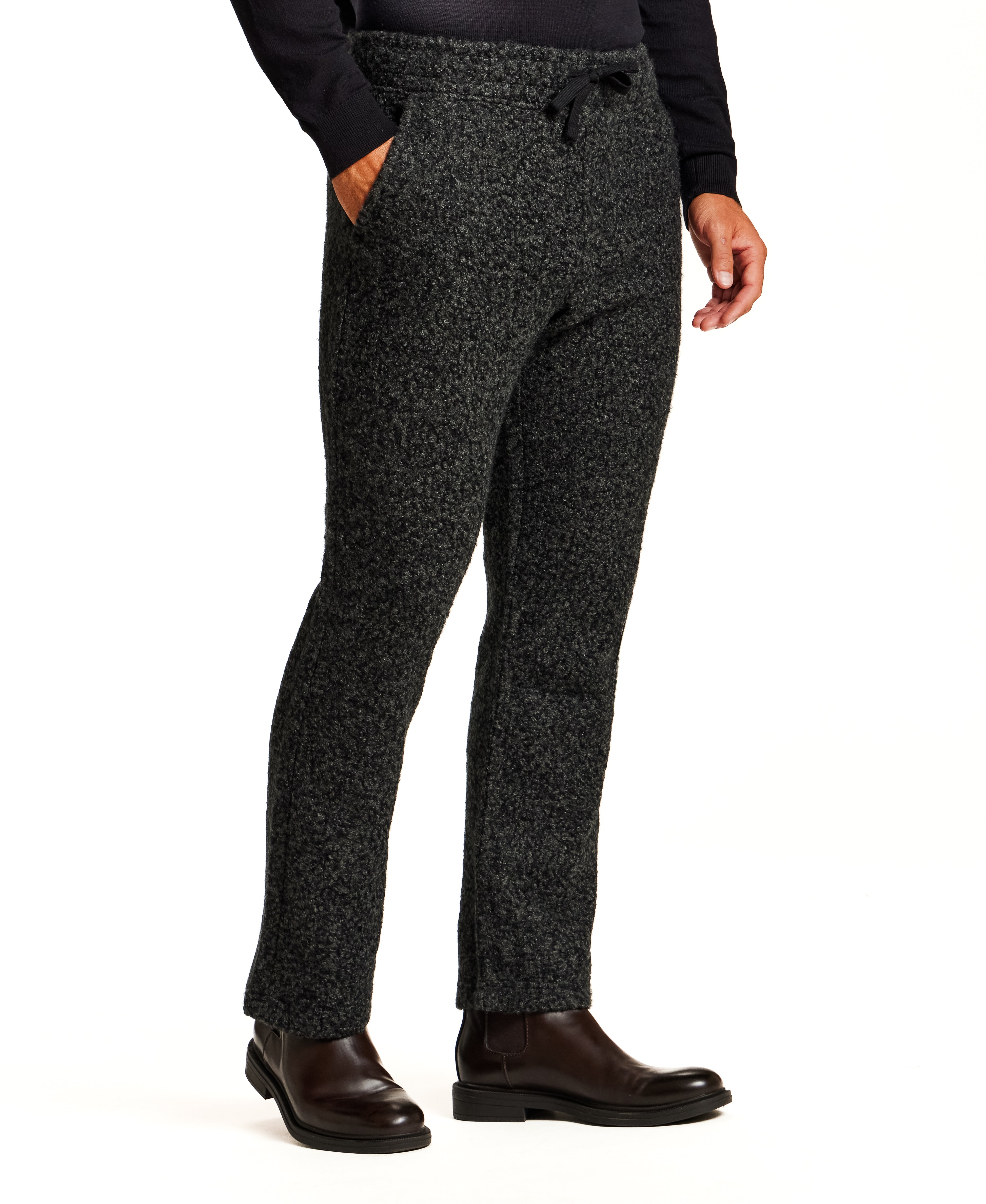 High Pile Bouclé Jogger Pant in Black Grey