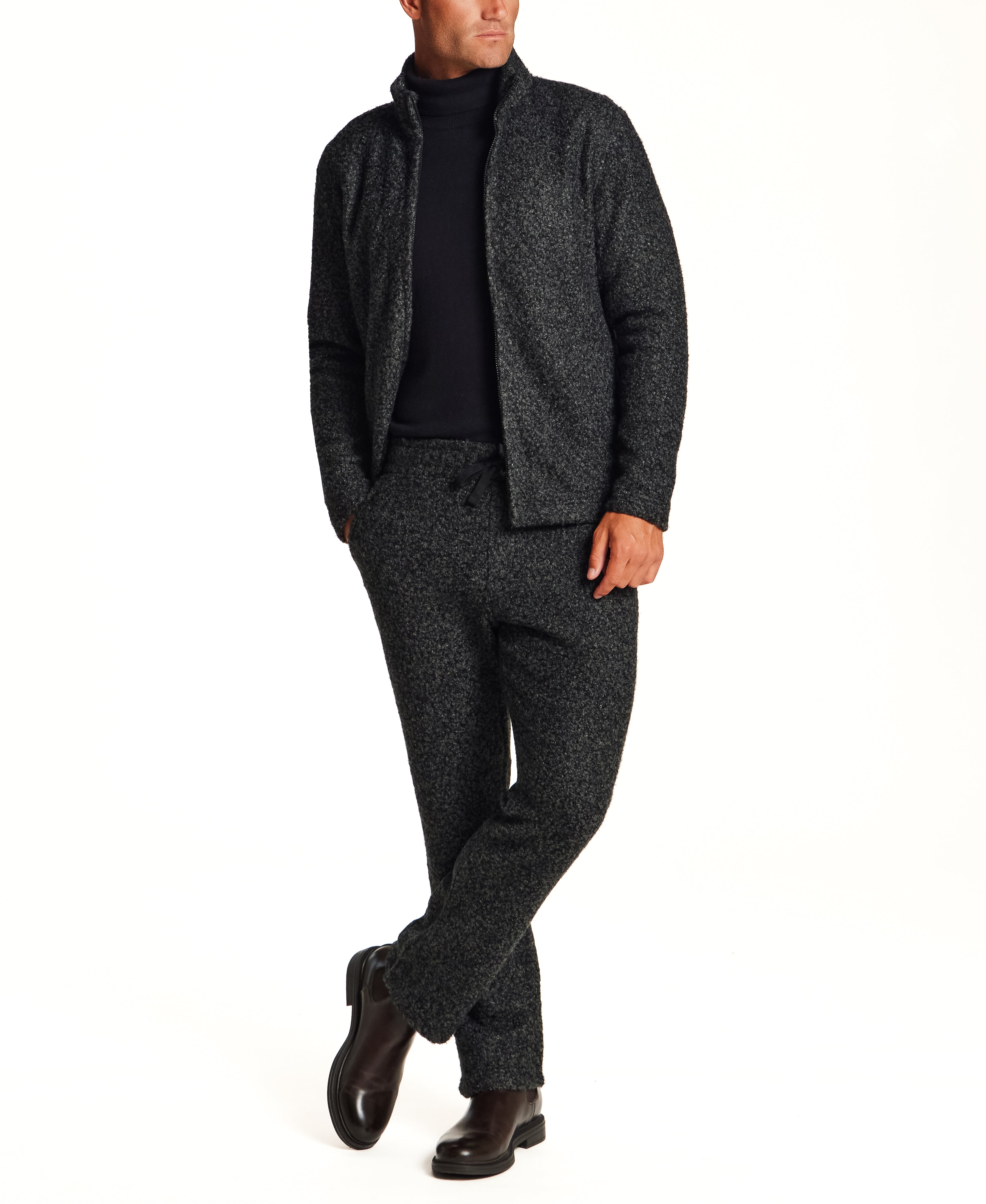 High Pile Bouclé Jogger Pant in Black Grey