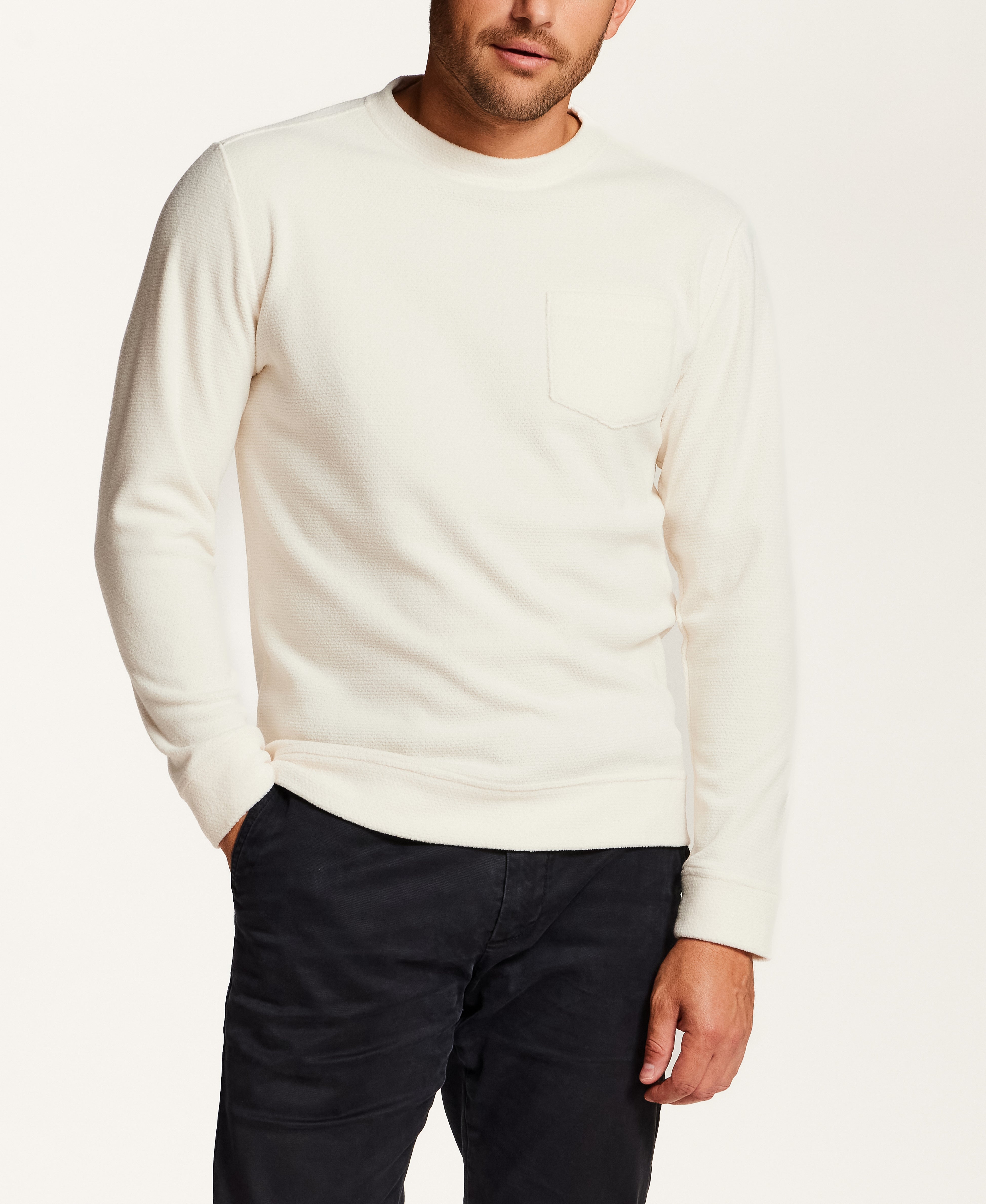 Pebbled Pocket Crewneck in Stream