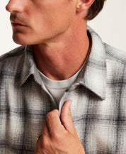 Brushed Plaid Wool-Blend Shirt in Cream