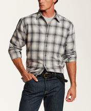 Brushed Plaid Wool-Blend Shirt in Cream